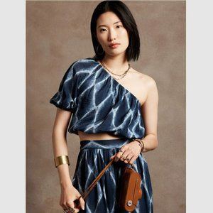 Banana Republic One-Shoulder Cropped Top Blue